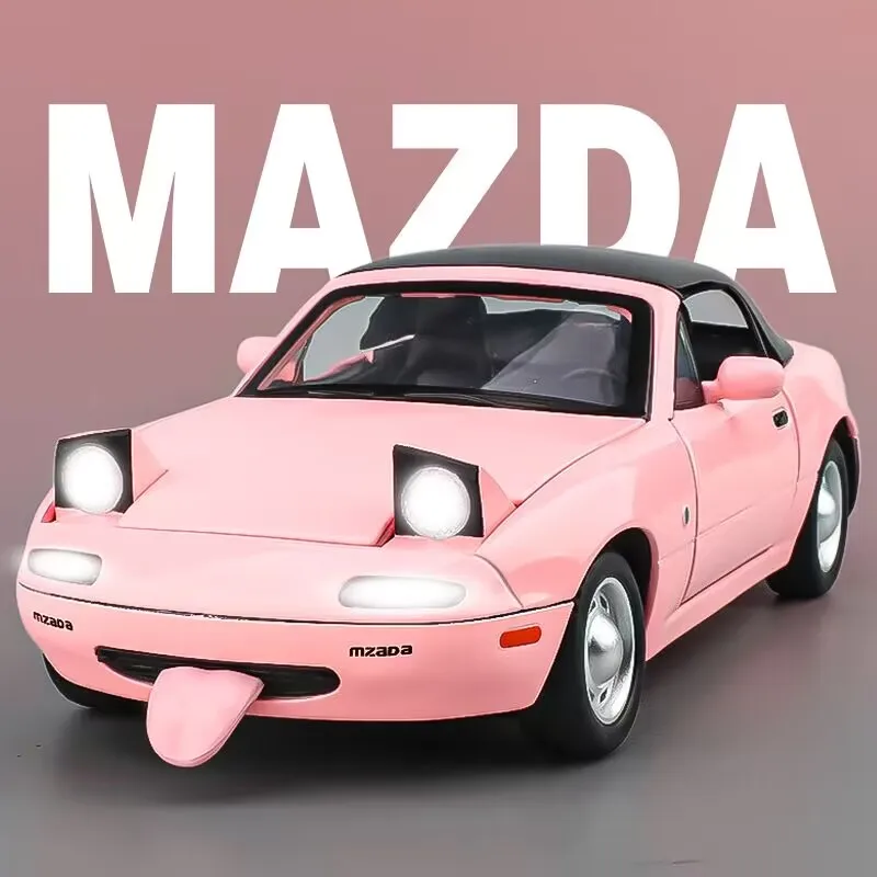 

1:24 Mazda MX-5 Toys Cars Alloy Diecast Models with Light Sound Miniature Vehicle Wheel Steering Car Model for Child Adult Gifts
