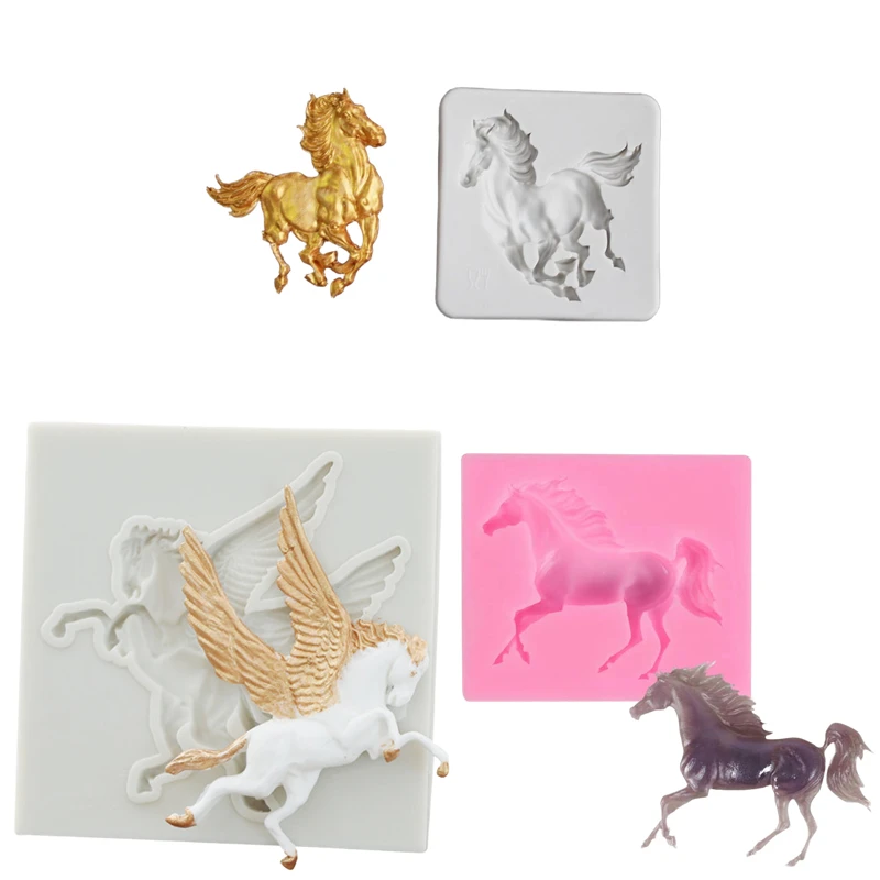 

Running Horse Shape Silicone Mold Fondant Cake Decorating Tools Steed Pegasus Chocolate Cupcake Baking Gumpaste Mold