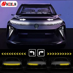 Dynamic Car Hood Daytime Running Light Strip White to Yellow Led Turn Signal Lamp 12V Flexible Scanning Flow Ambient Light DRL