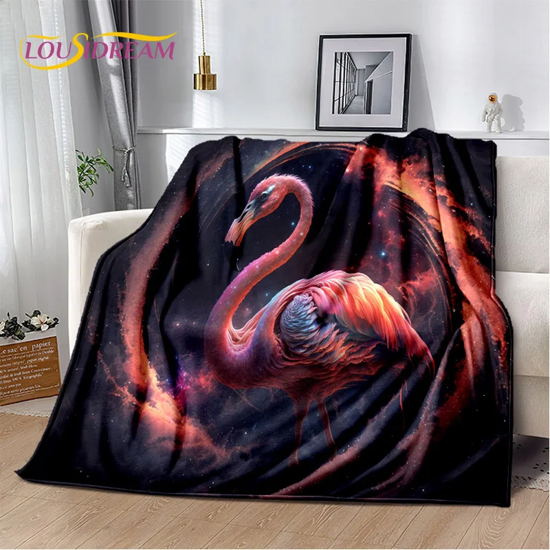 Cartoon Pink Flamingo Rainforest Love Bird Blanket,Soft Throw Blanket for Home Bedroom Bed Sofa Picnic Travel Cover Blanket Kids