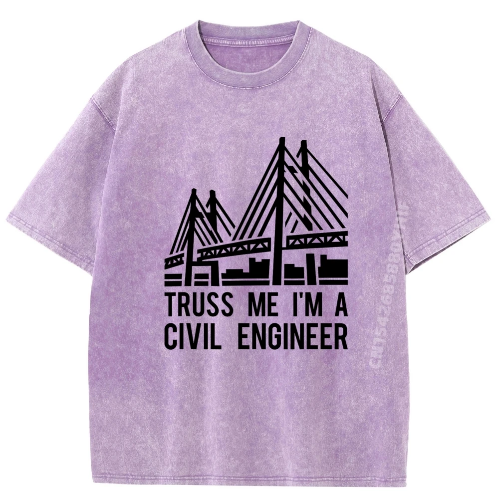 

Engineer T Bridge Design Engineering Tops Tees Classic Printed T-shirts Women Casual Comfortable Men Retro Washed T Shirts