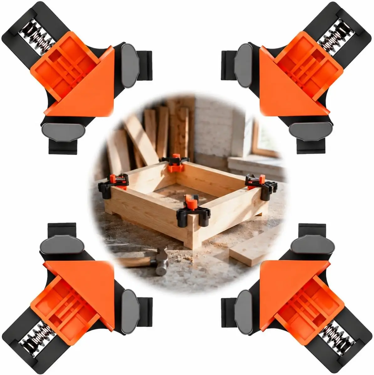 1pc 4pcs Adjustable Corner Clamp for Woodworking,Reinforced Spring Lock 90-Degree Angle Clamps,For Frames,Cabinets,Furniture,DIY