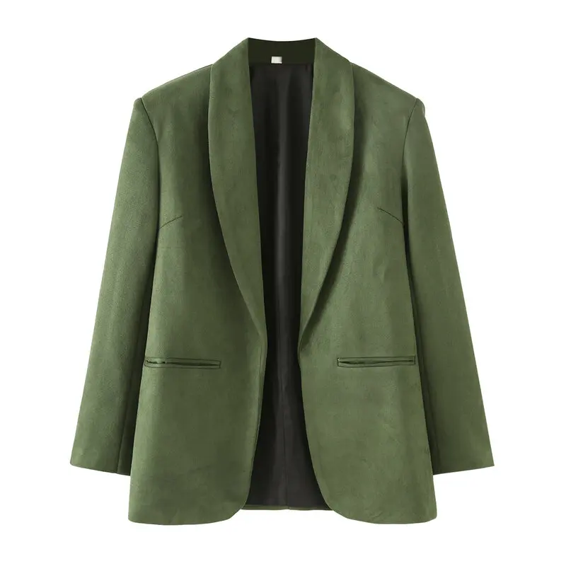 

Long Slimming Deer Skin Velvet Suit Women's Fashion Outerwear Autumn Winter Loose Versatile Commute