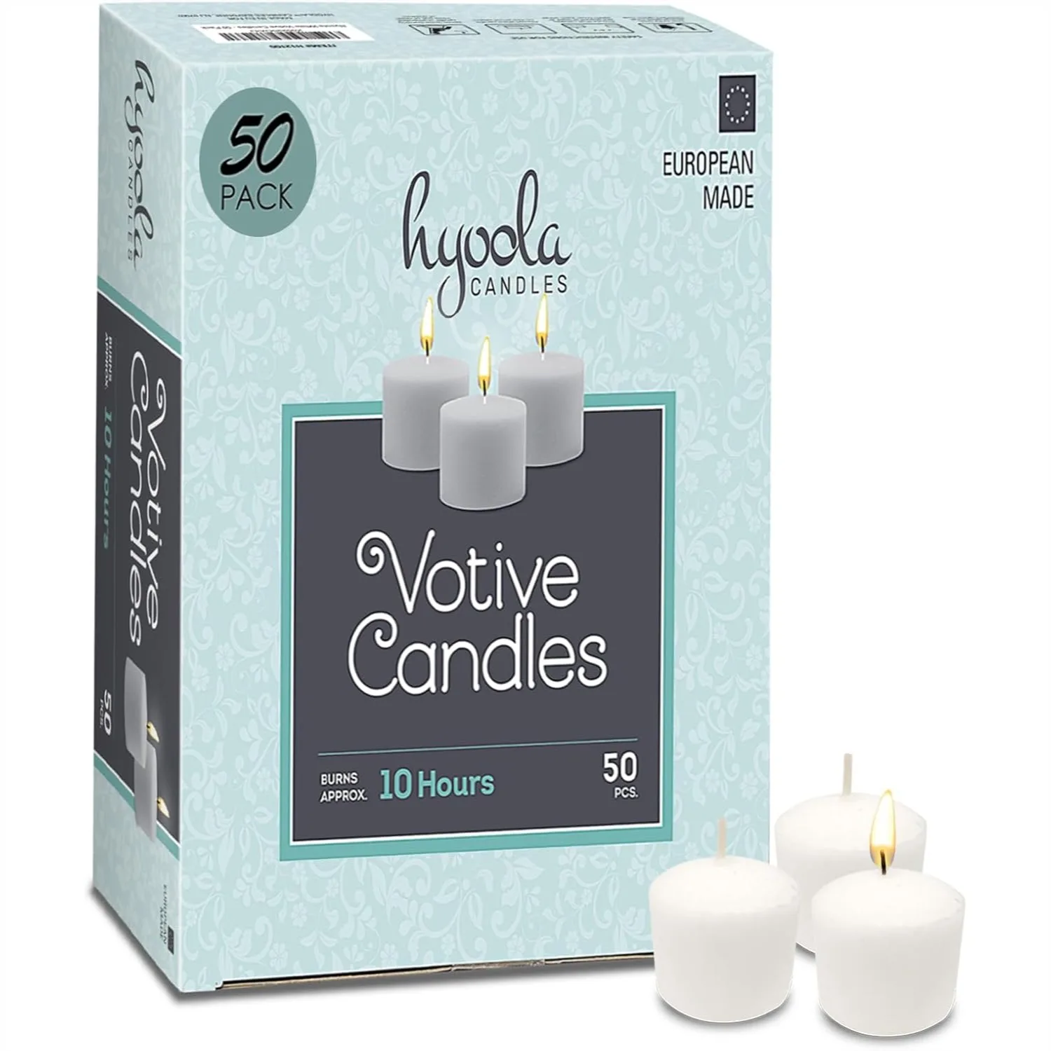 

Unscented Votive Candles Bulk 50 Pack 10 Hour Burn Time White Small Candles for Wedding Party Home Decor
