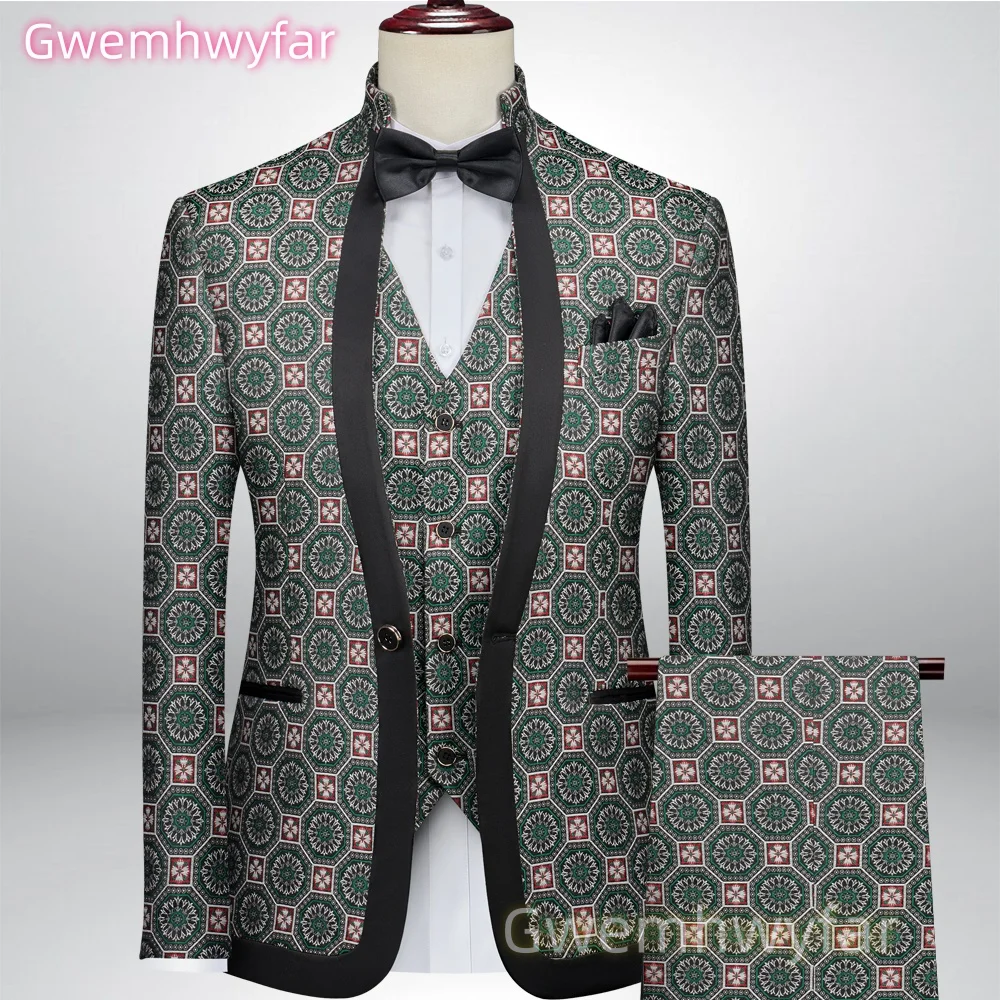 

Gwenhwyfar Fashion New Men Single Button Boutique Pattern Business Slim Fit Groom'S Office Wedding Best for Man Work Dress Suit