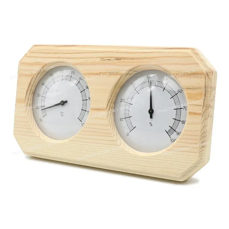 Wood Thermometer Hygrometer for Sauna Room - Steam-Resistant Temp & Humidity Meter for Bath/Indoor Sauna Use