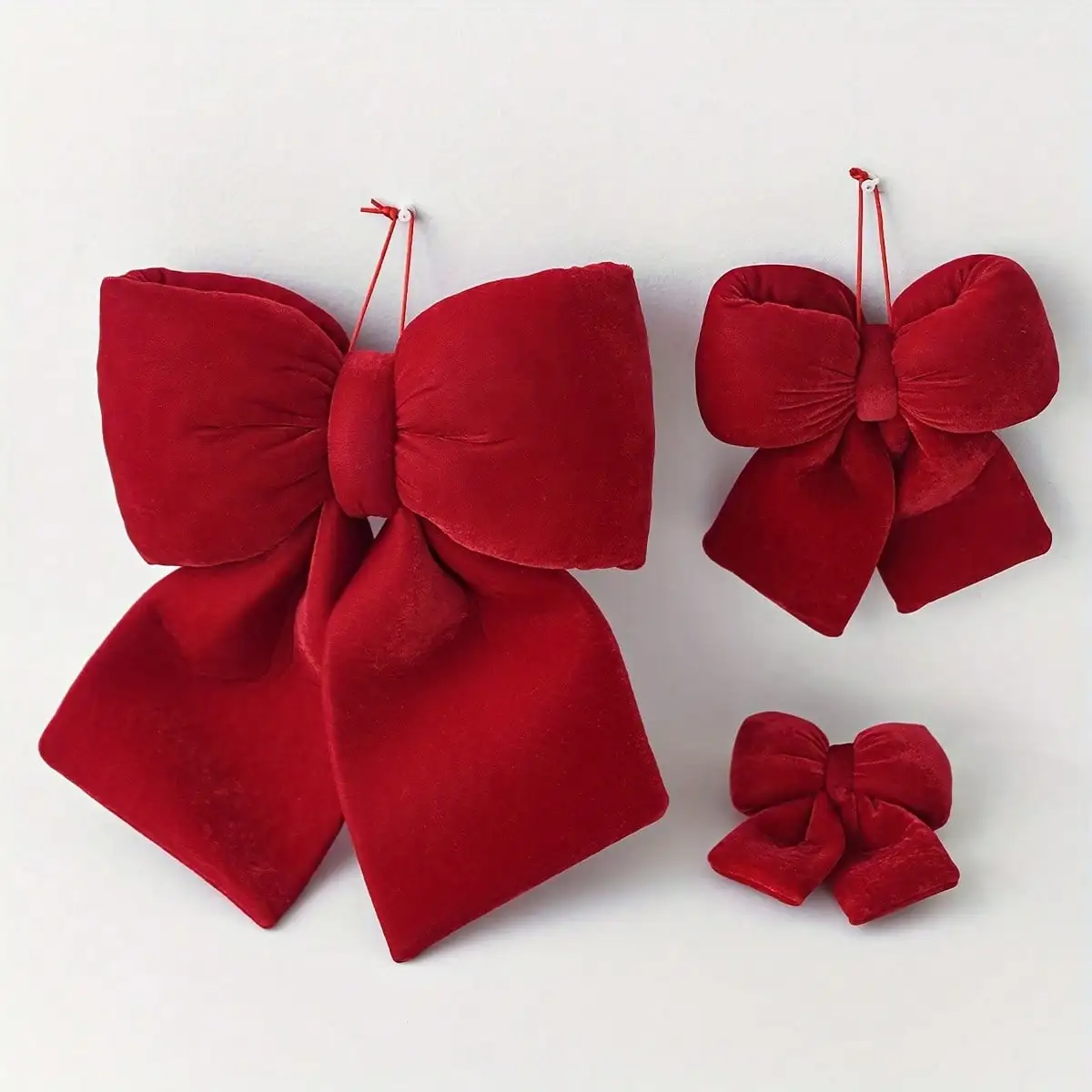 1 Stück Weihnachtsschleife aus Samt, Weihnachtsbaumschmuck, Hochzeitsdekoration, Dekoration für den Urlaub und die Heimatambiente – Detail 6