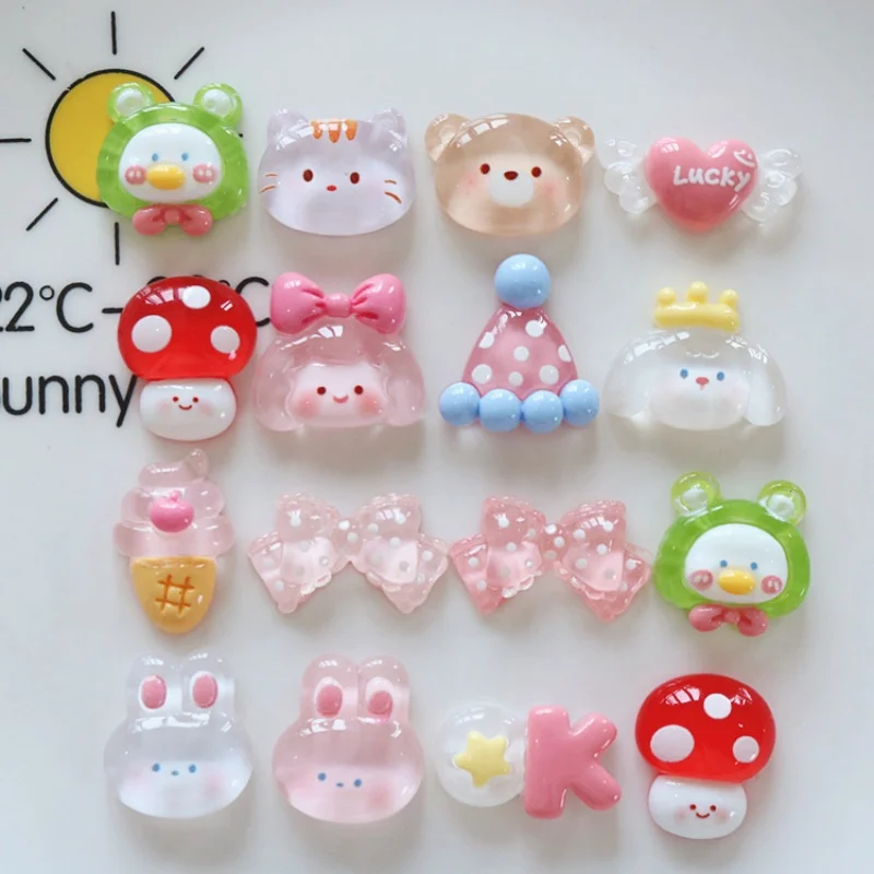 

1-16pcs Lovely Rabbit Bear Cat Resin Slipper Buckle Accessories Minoso Bowknot Garden Shoes Decorations Fit Kids Party Gift