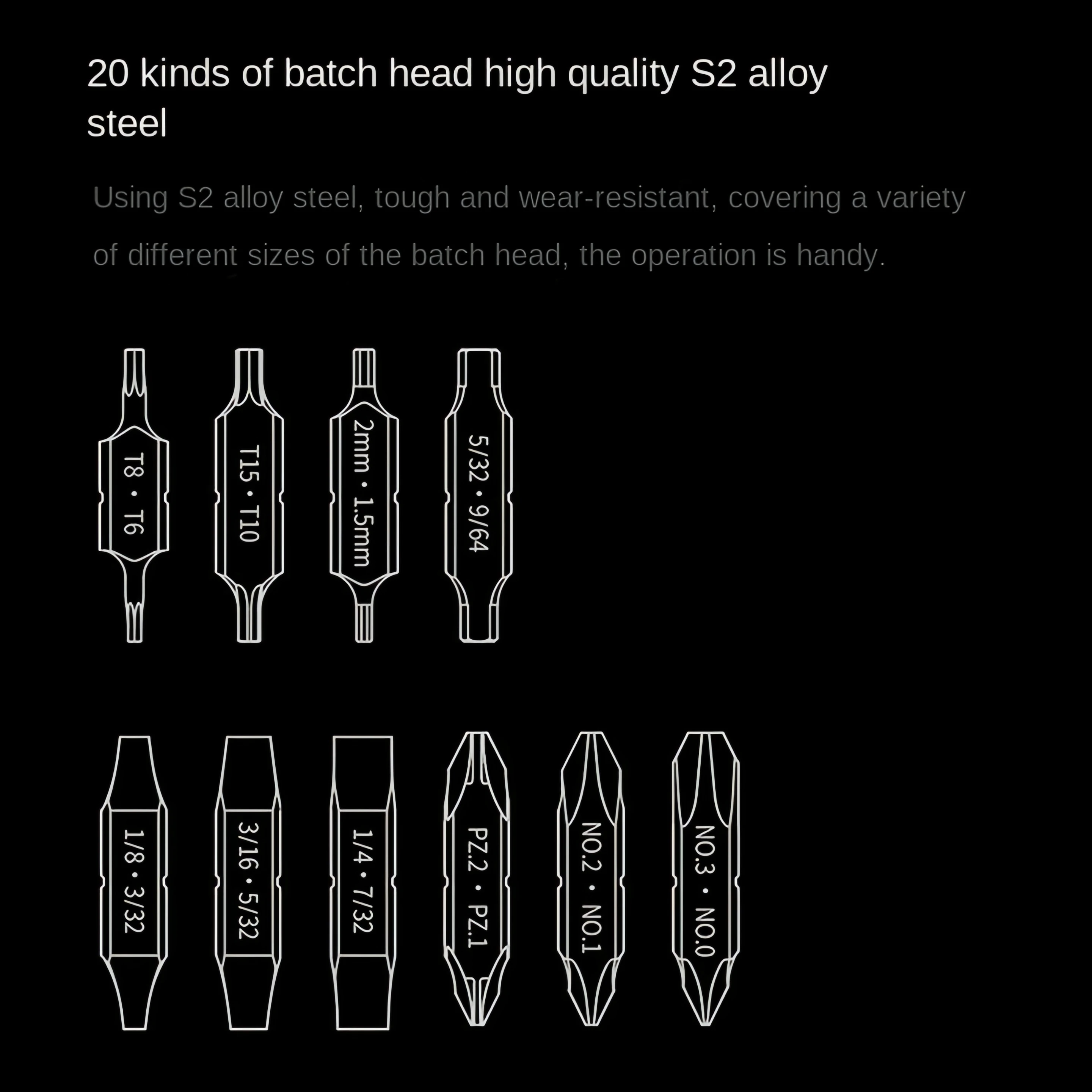 10 PCS/Set 20 Types Of Dual-Use S2 Bit With Plastic Packaging For Leatherman Original Flat Bit Driver Bit Holder MOD Accessories