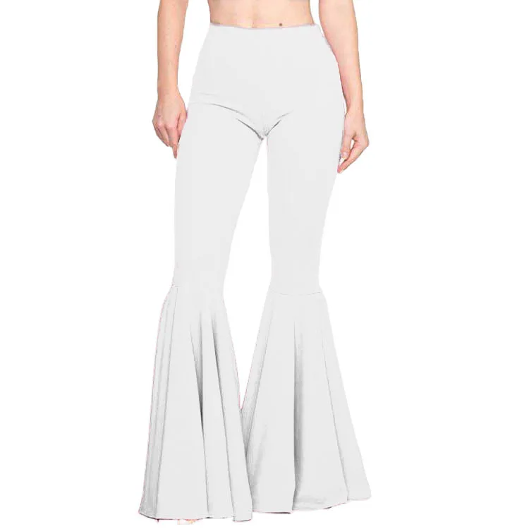 Women Flared Pants High-Waist Elastic Waistband Control Tummy Hip Lifting Women Trousers Skinny Sports Streetwear