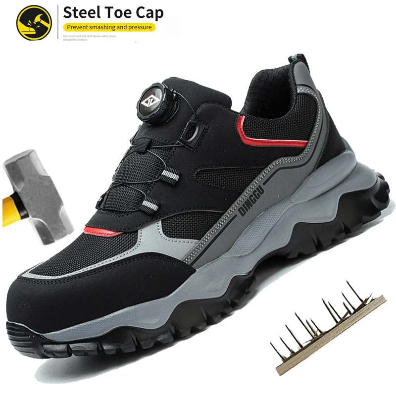 

Устойчивая к проколам защитная обувь, рабочие ботинки со стальным носком, мужские защитные ботинки с противоскользящей подошвой для майнинга, мужские и женские размеры 36-46