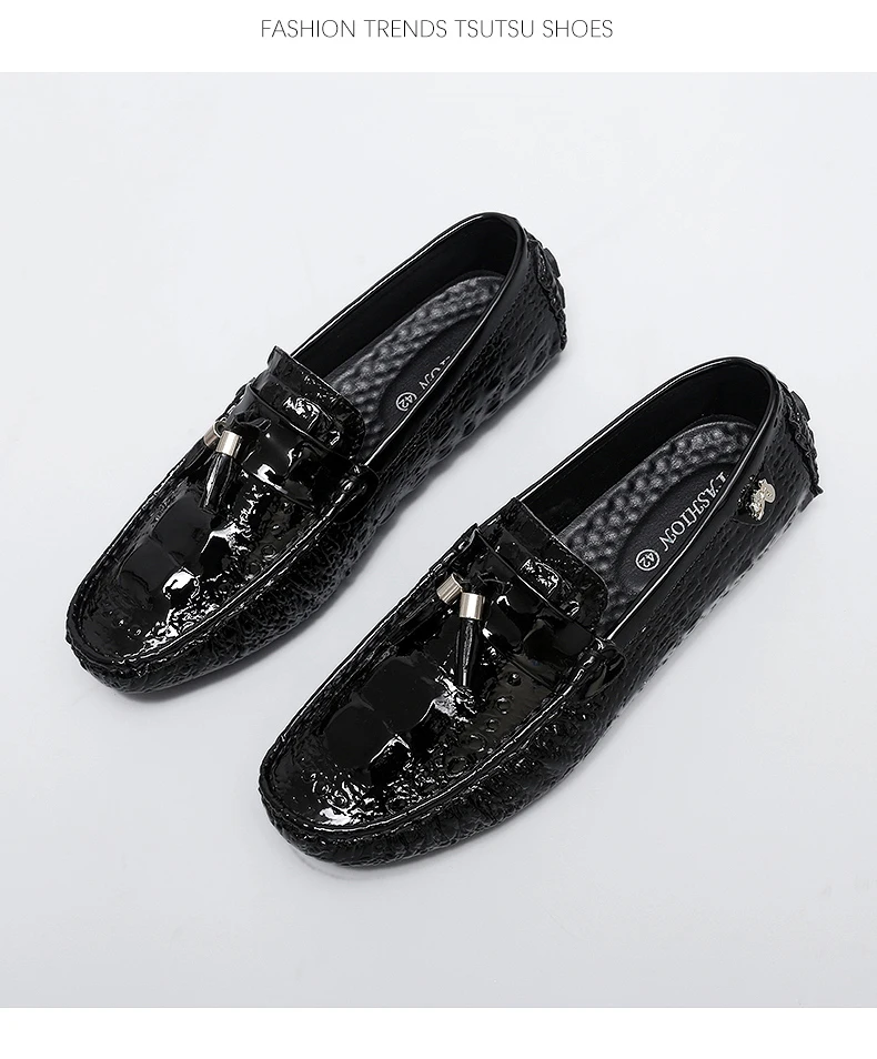 2025 Neuer Stil Handgefertigte Quasten-Loafer für Herren, Atmungsaktive Trendige Leichte Luxus-Krokodilmuster Slip-On Freizeit-Loafer, Unisex Fahrschuhe – Detail 15