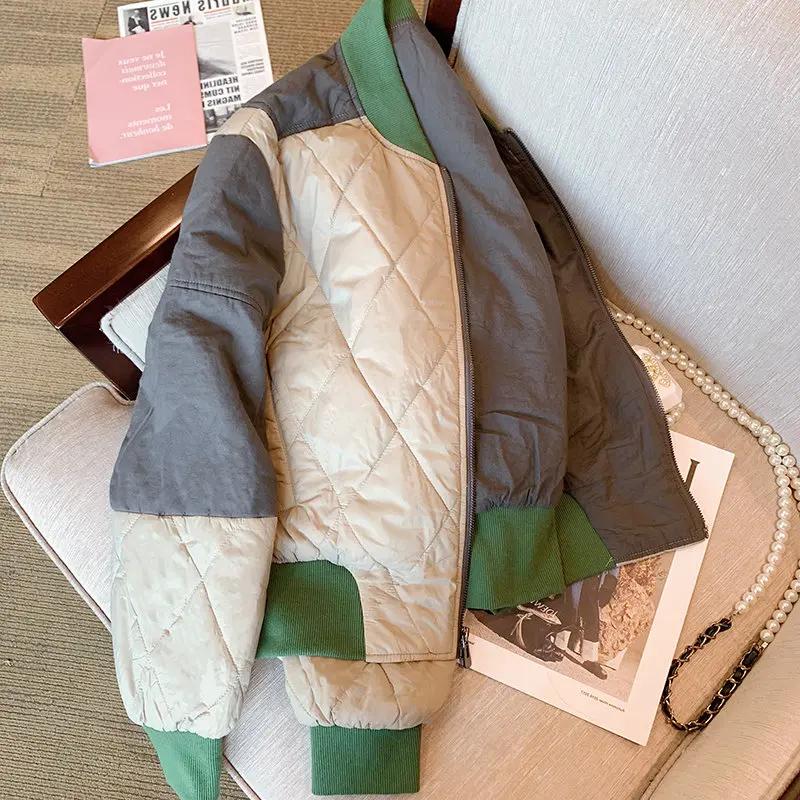 Retro Amerikaanse kleur Blo Diamond Cotton Jaet Thiened warme winterjas voor mannen en vrouwen met Fce Casual losse pasvorm