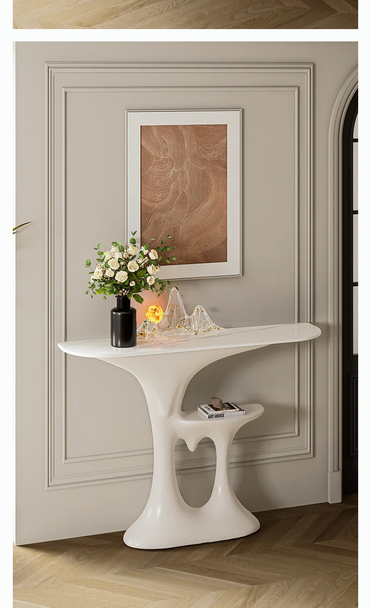 H1 home entrance table, opposite the door to the home, aisle corridor decoration, light luxury storage, end view platform
