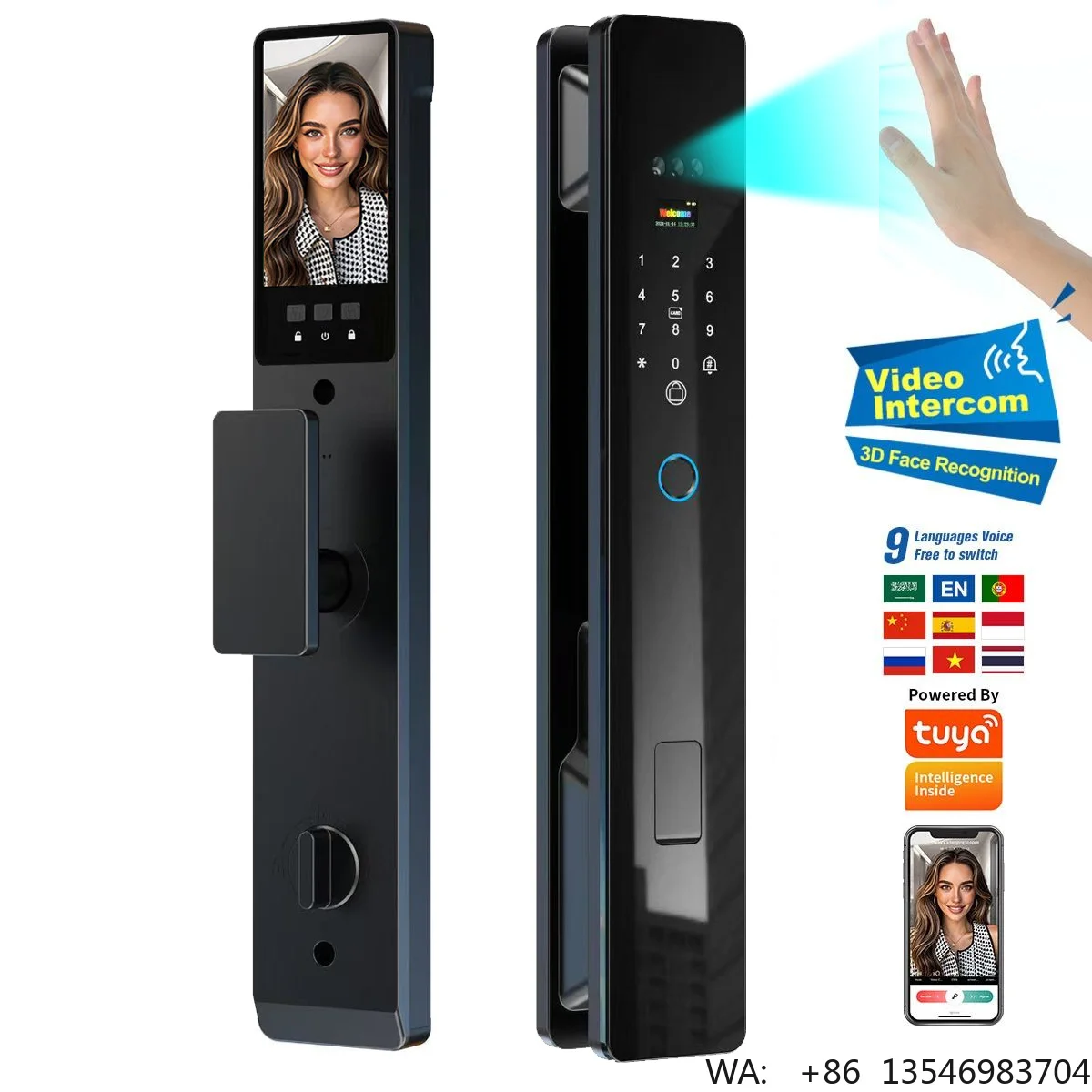

Factory Price 3D Face Recognition Biometric Fingerprint Smart Door Lock Wishome Wifi Digital Locks Electronic Smart Door Lock