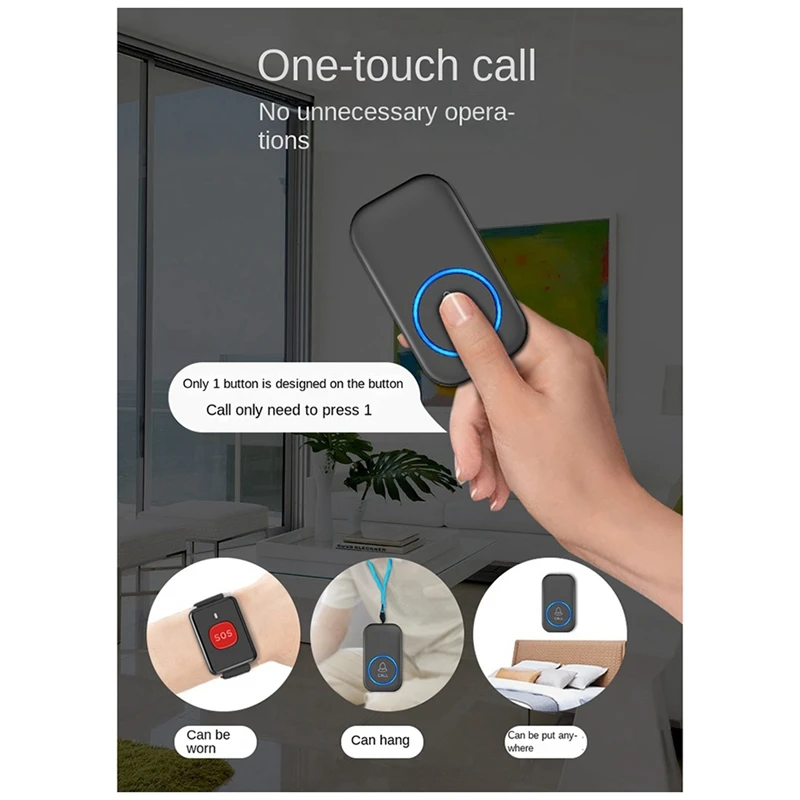 AB15-Wireless Call Device For Elderly People, Personal Alarm, Remote Control Doorbell Watch