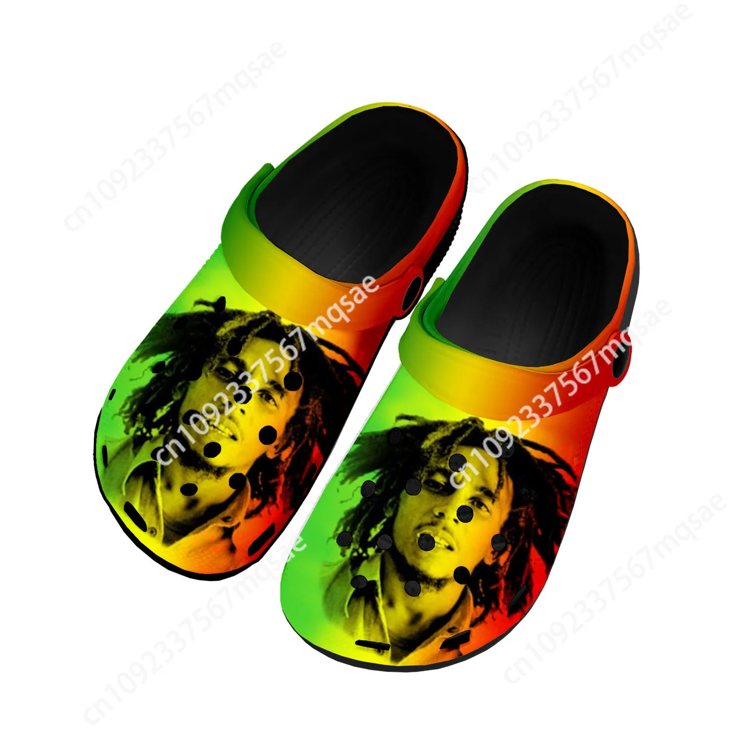 Reggae Rock Music Star Bob Marley Home Clogs Custom Water Shoes Mens Womens Teenager Shoes Clog Breathable Beach Hole Slippers