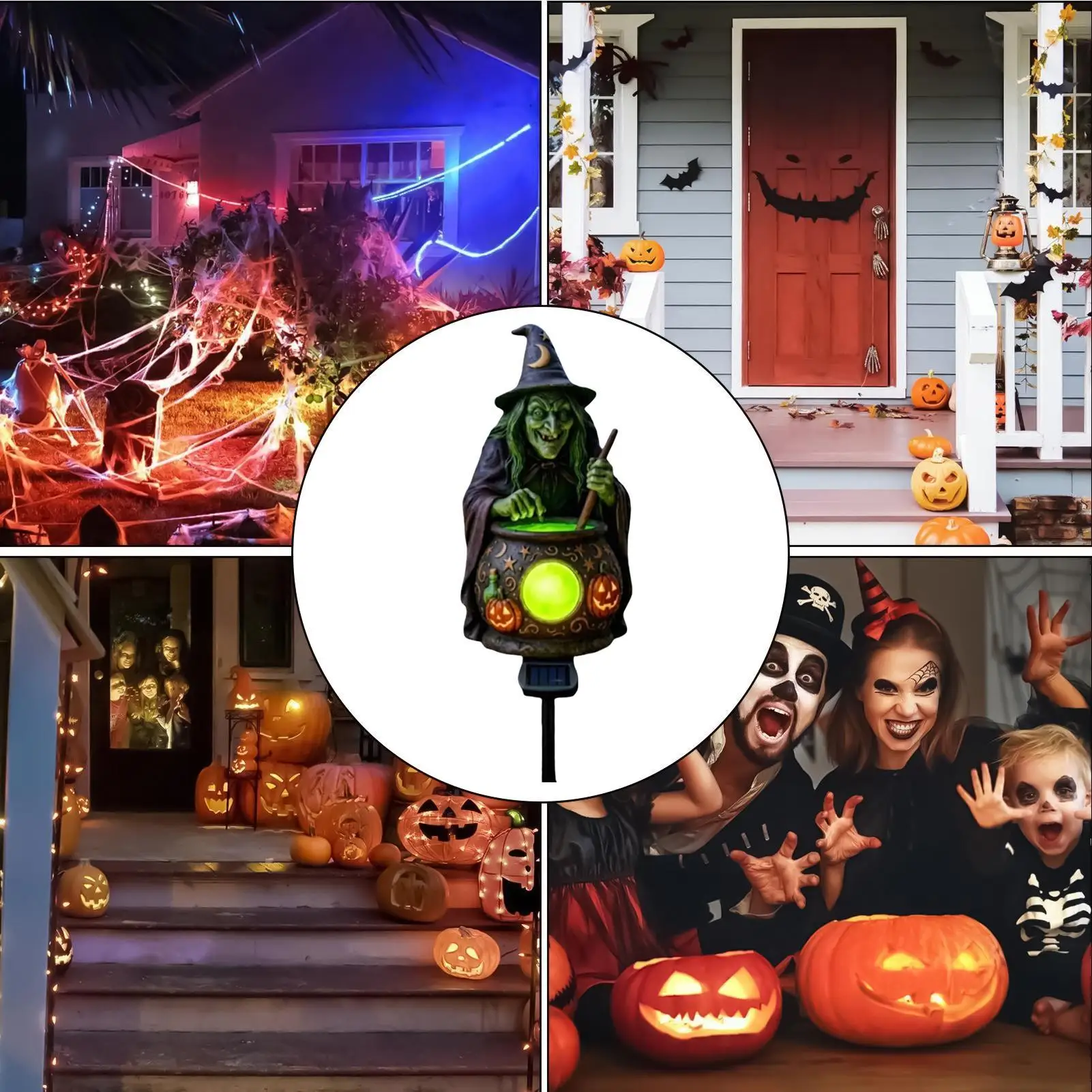 Witches Cauldron Light Green Witch Cauldron Solar Light Decoration Halloween Outdoor Decorations For Courtyards Party School
