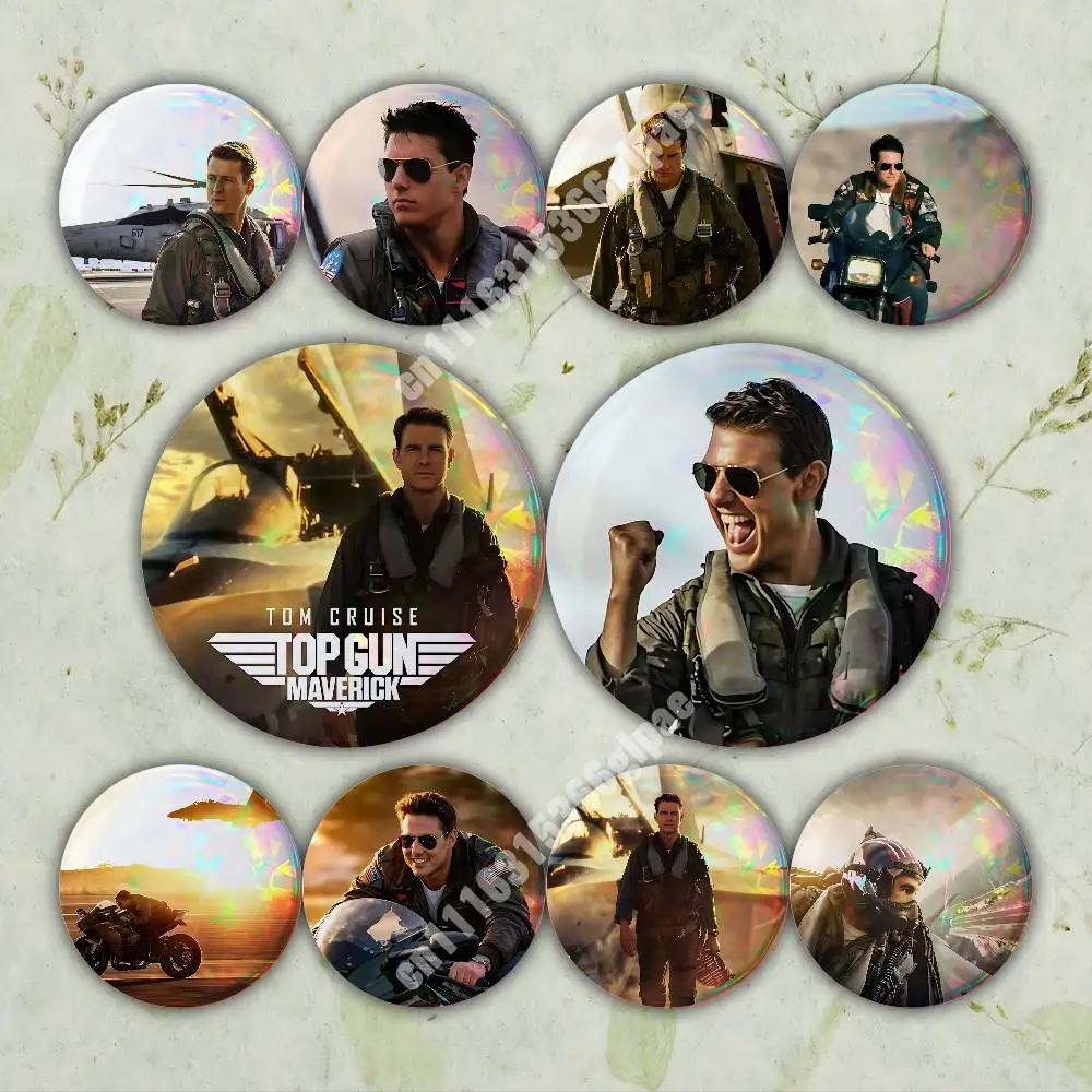 T-Top Gun Tom M-Maverick Cruise Pin Badge 2PC Sets for Accessories & Bags & Clothes Metal Button Creative Gift