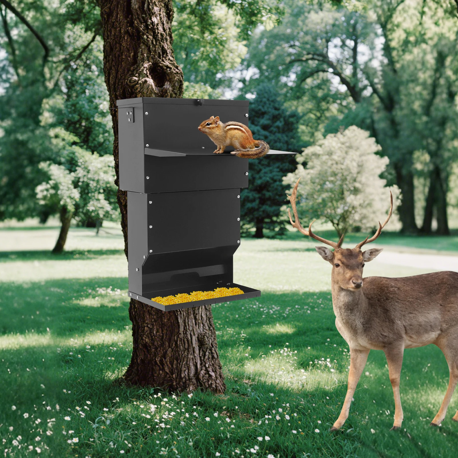 

Deer Feeder, Hanging Deer Feeder, Hanging Deer Feeder with Lid for Feeding Large Dogs, Cats, Cows, Sheep