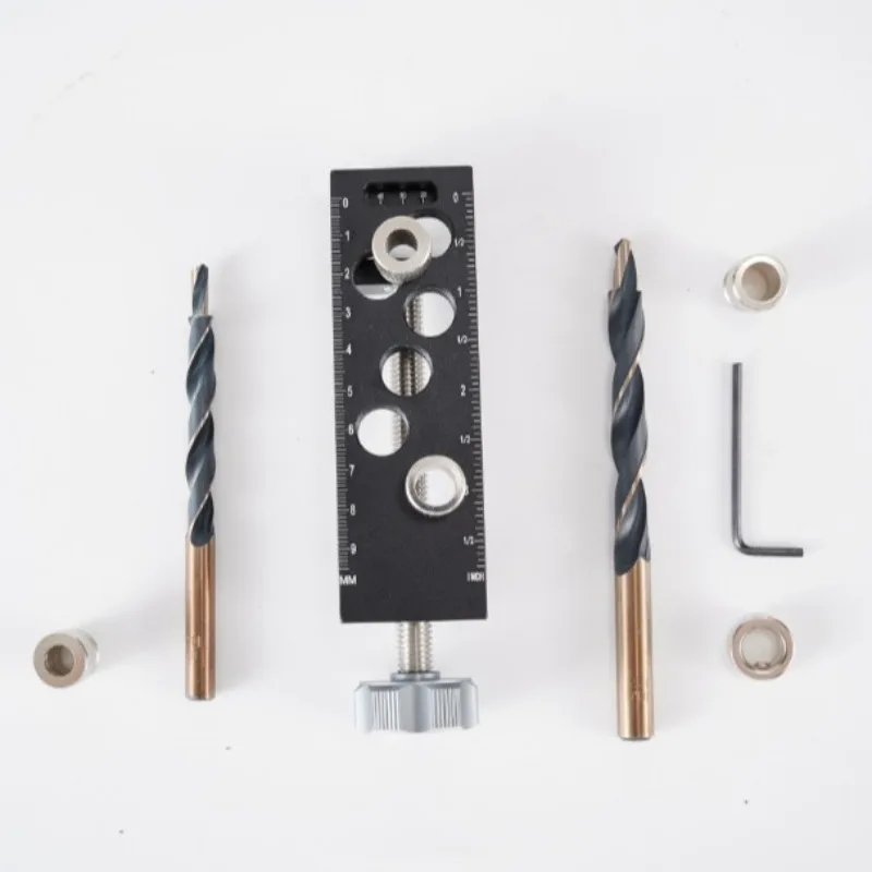 Woodworking Vertical Drilling Fixture, Multi-hole Drill Guide Plate with Scalable Edge Distance for Wardrobe Panel Boring