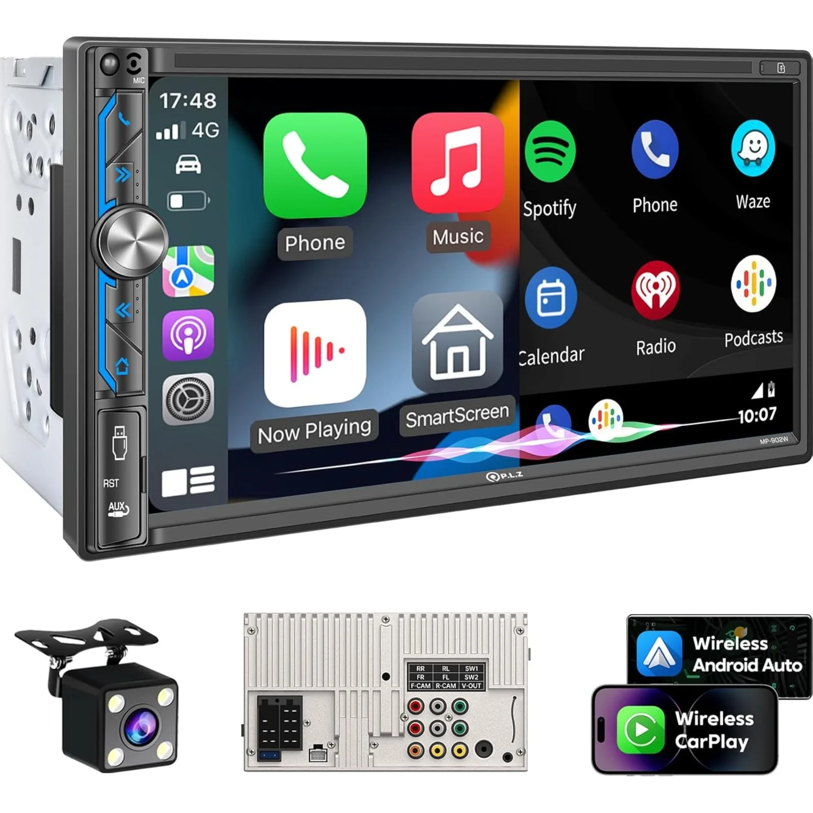 US  Wireless Double Din Car Stereo Apple Carplay Radio Screen for Car Audio Receivers, Bluetooth 5.3 Car Play Android Auto