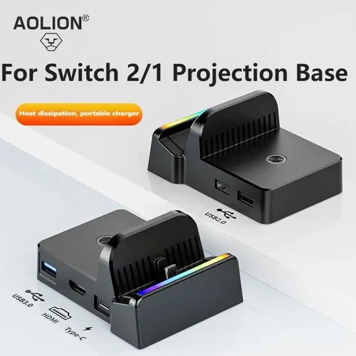 Adaptador de cargador Compatible con HDMI 5 en 1 4K para Nintendo Switch 1/2, convertidor de vídeo, base de carga de TV portátil para accesorios NS2