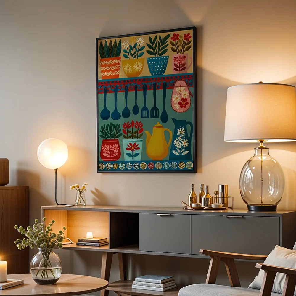 Bohemian Style Canvas Wall Art,2D Printed Poster And Hanging Prints,Vintage Wall Decor For Living