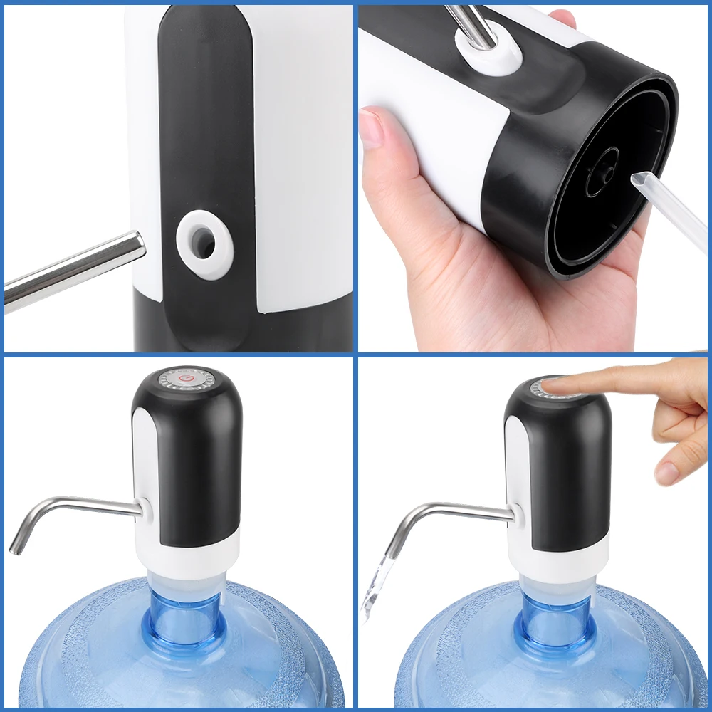 USB Rechargeable Wireless Electric Water Pump Automatic Water Dispenser With Blue LED Light Barreled Water Pumping Device