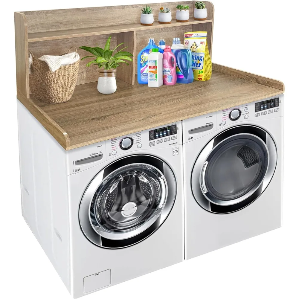 Comptoir à linge avec étagère de 20 pouces, ajustement universel, comptoir pour lave-linge et sèche-linge avec espace de rangement, rangement pour buanderie