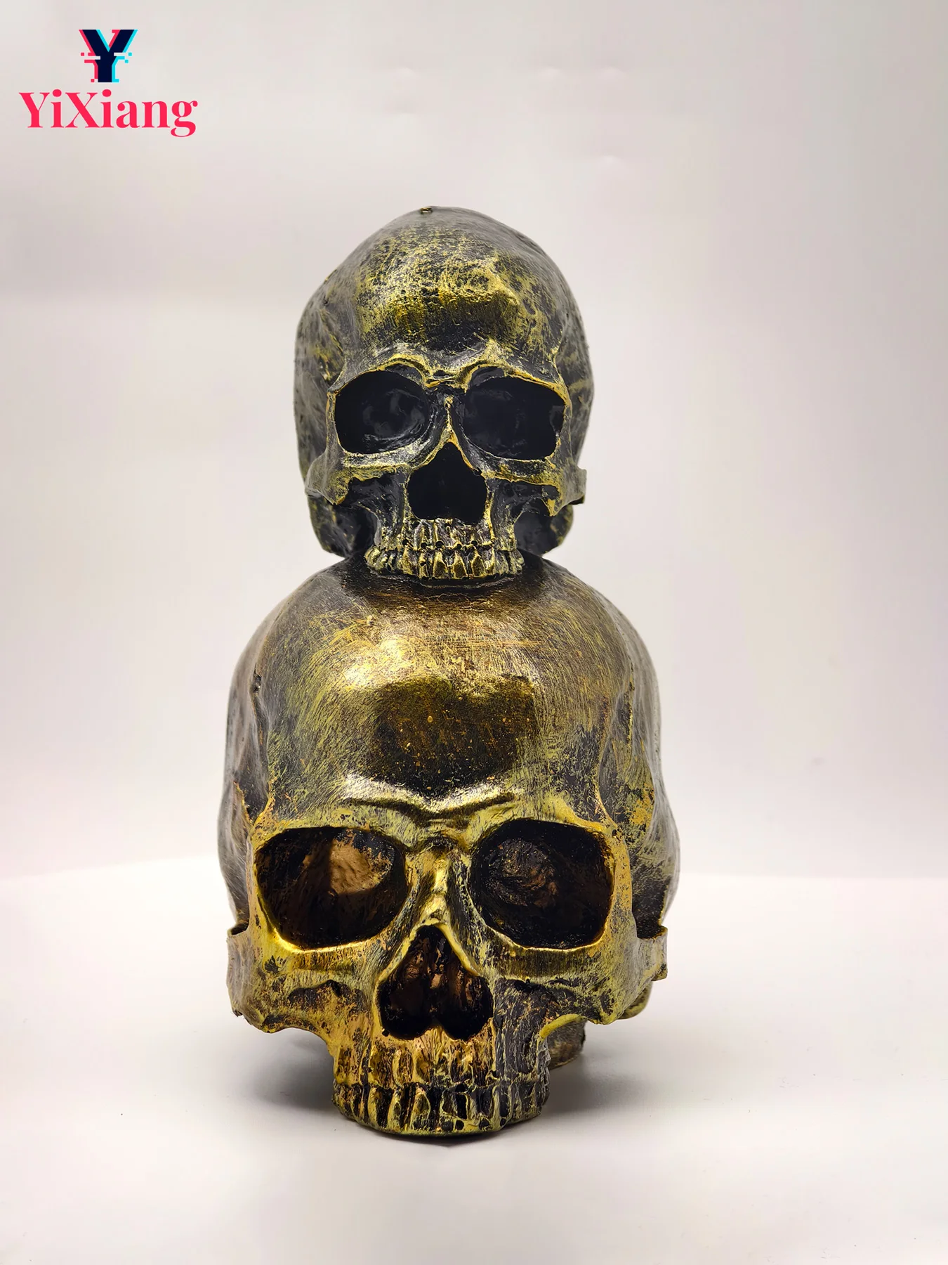 

Charcoal Gold Skull Sculptures : Hand-Carved Animal Bones Art for Hobby Collectors - Unique House Decorations & Weird Statues.