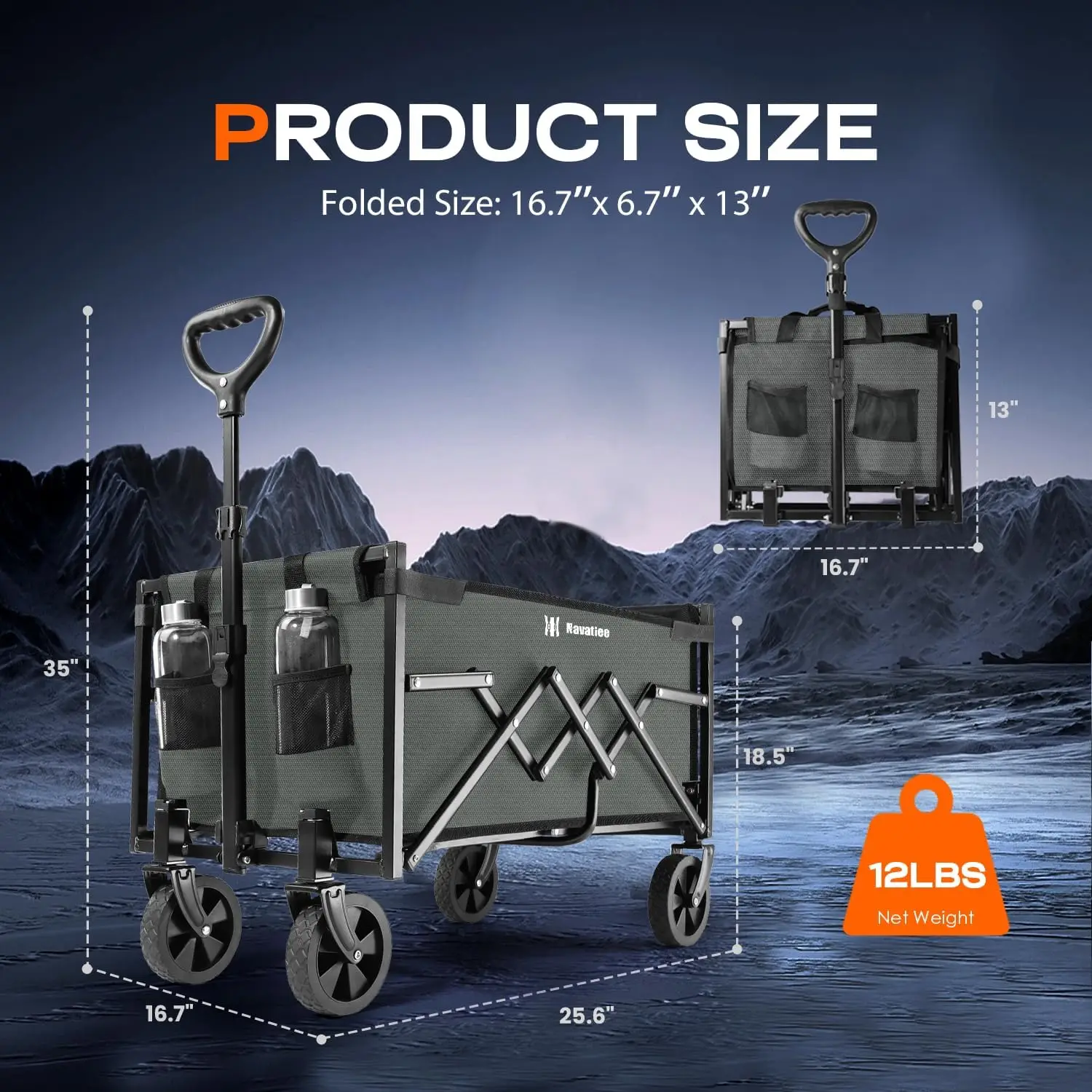 عربة قابلة للطي مع عجلات ، عربة صغيرة قابلة للطي خفيفة الوزن ، سعة وزن 220 رطلاً ، فائدة ، بقالة ، عربة تسوق #6