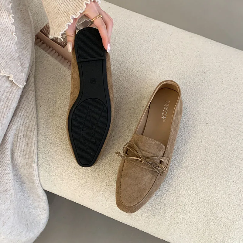 أحذية مسطحة للسيدات بمقدمة مستديرة مع أحذية نسائية ضحلة بعقدة على شكل فراشة أحذية بدون كعب جديدة في عام 2026 #6