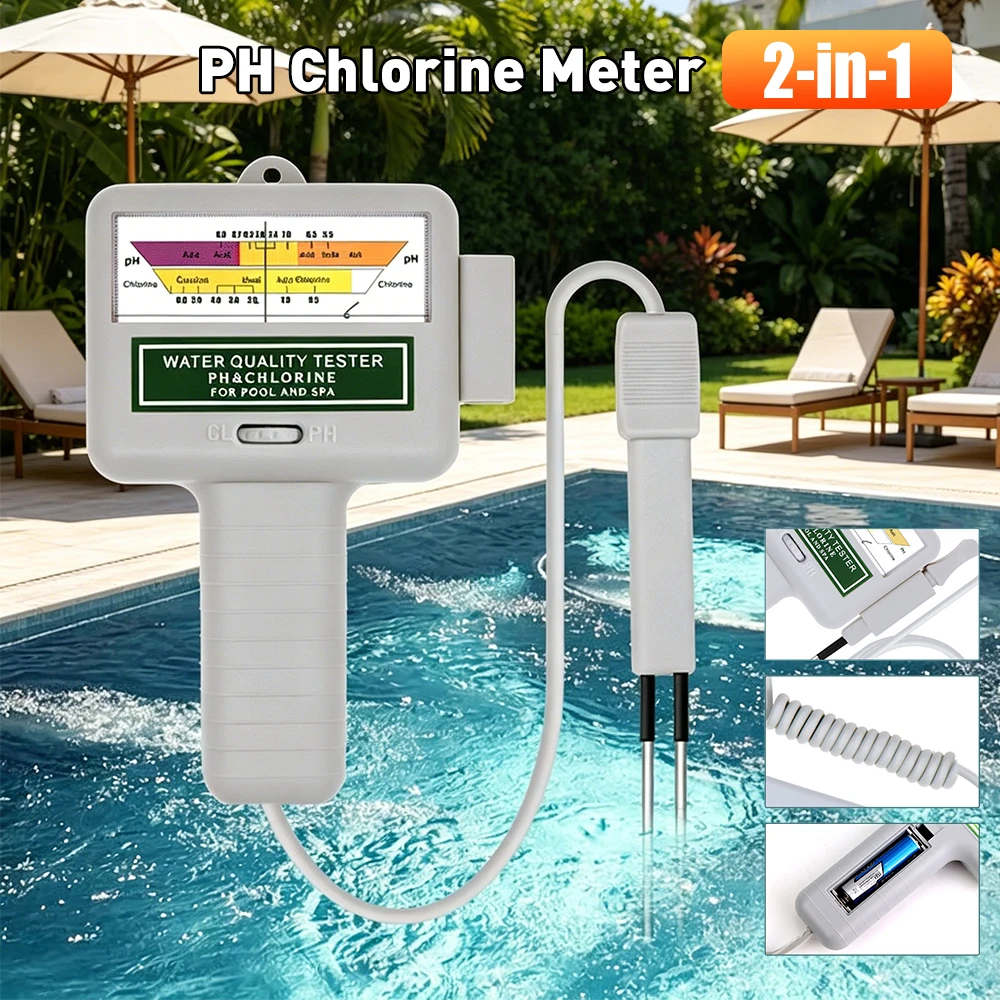 Chlorine Tester PH Meter 2-in-1 Water Monitor PH Chlorine Meter Portable High Precision Easy To Use Spa Swimming Pools Checker