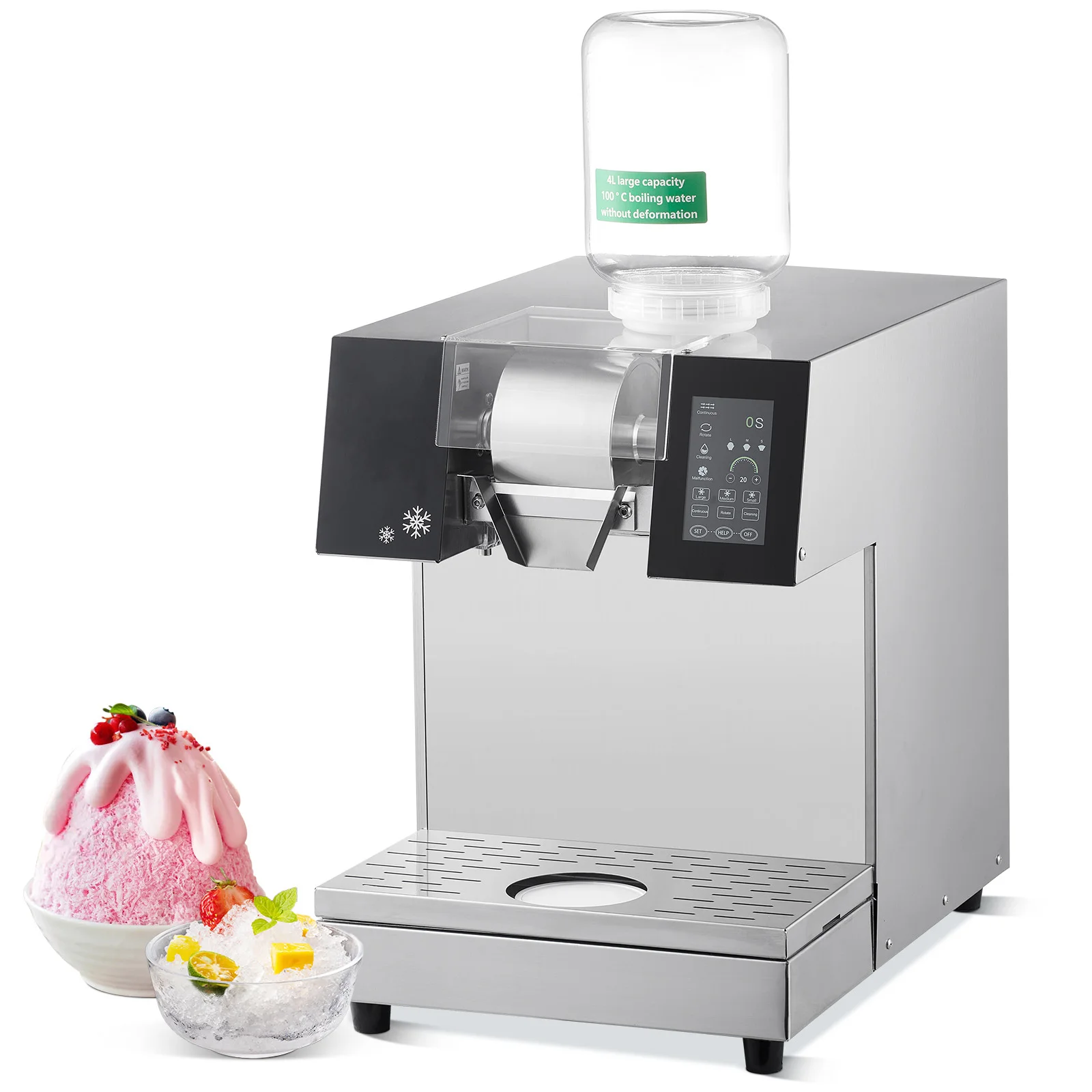 Commercial Snowflake Ice Machine, 529.1LBS/24H Snowflake Ice Maker, Stainless Steel Ice Shaver Machine, Electric Snow Cone Maker, Liquid Cooling System for Rapid Heat Dissipation, Ice Cream