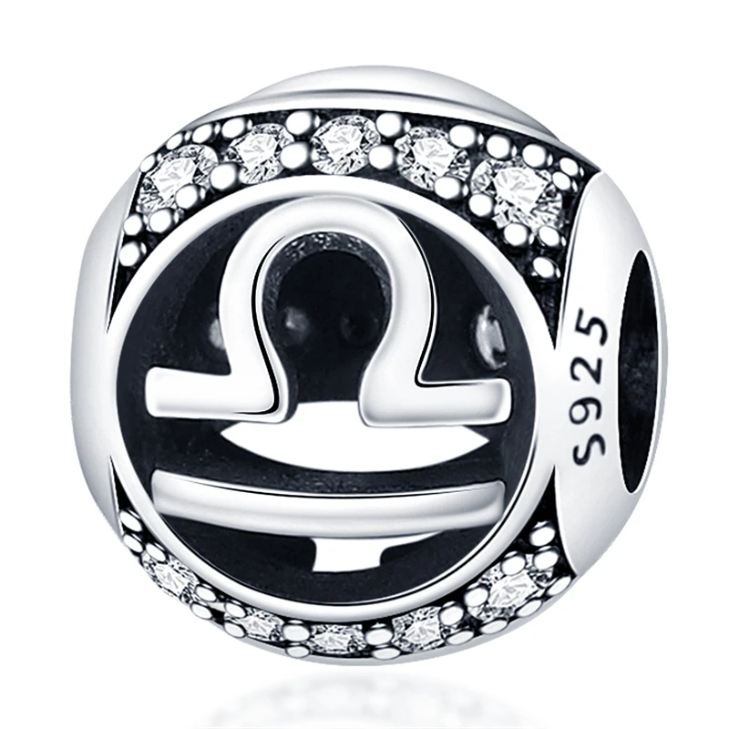 Twelve Constellation Beads 925 Sterling Silver Aquarius Leo Charm Beads Fit Original Bracelet Diy Jewelry Women Birthday Gifts