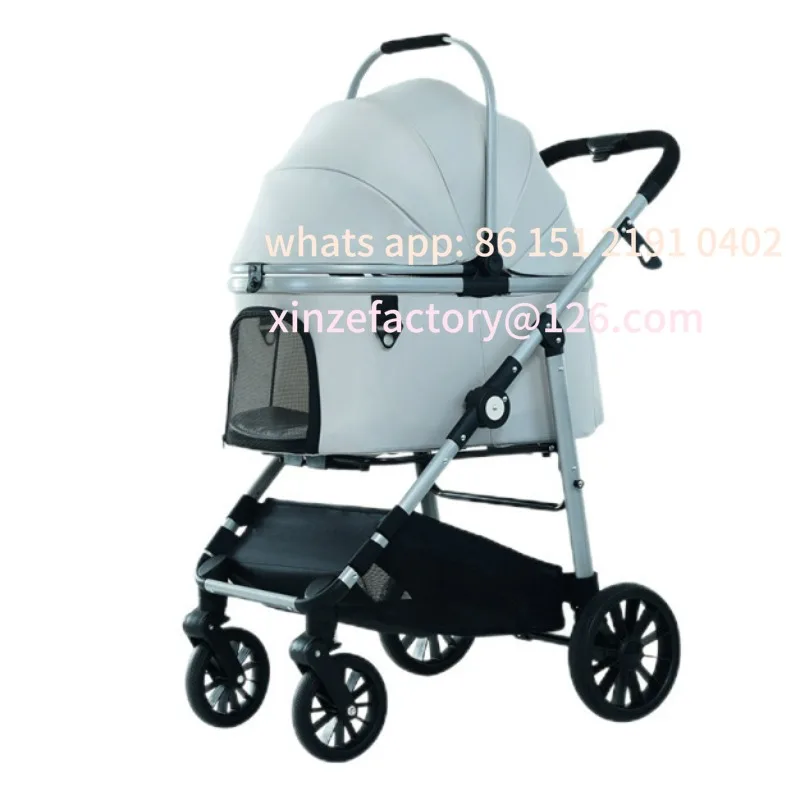 Customizable Pet Stroller Outing Medium and Large Dog Carrying Basket Detachable Foldable Shock Absorbing Pet Stroller