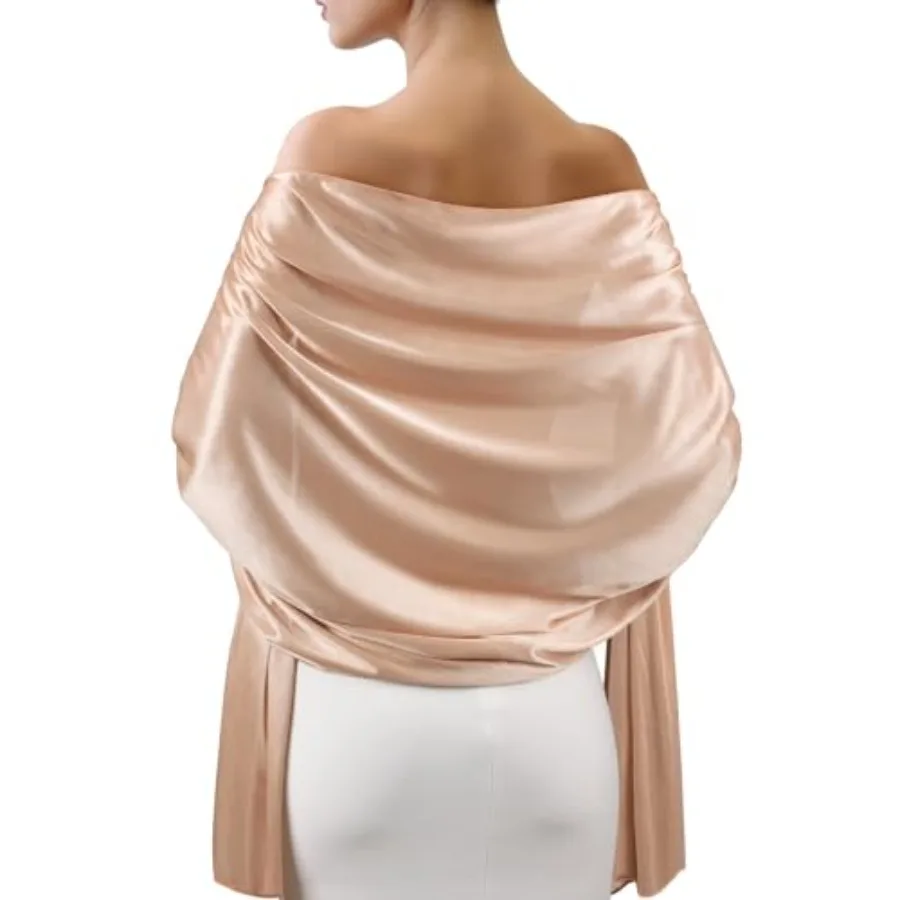 

Satin Shawl Wraps for Women Evening Dresses Wedding Bridal Party Silky Scarf Formal Cover Up Bridesmaid Gifts