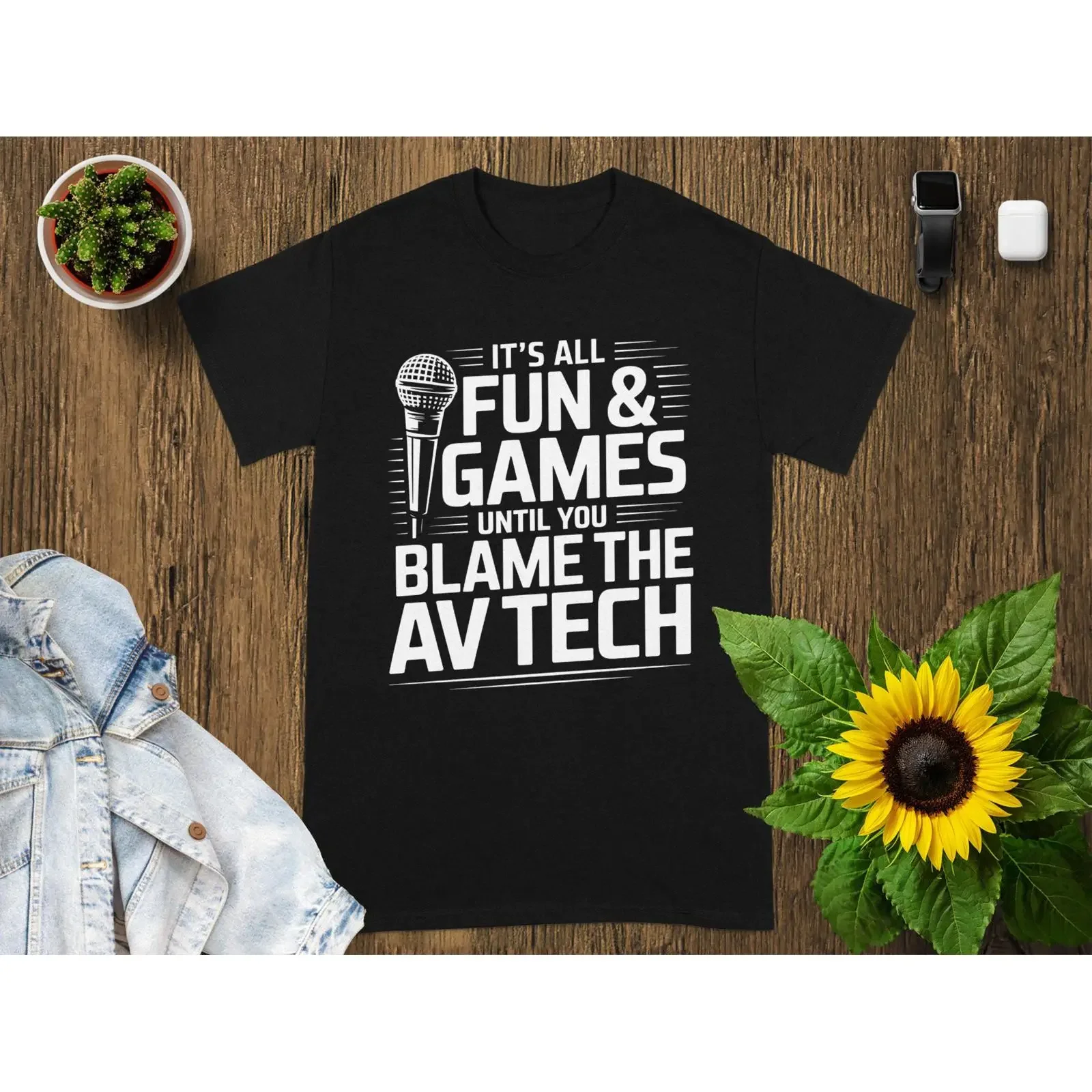 AV Tech T Shirt Audio Visual Technician Sound Engineer Live Event Crew vintage Washed Versatile streetwear