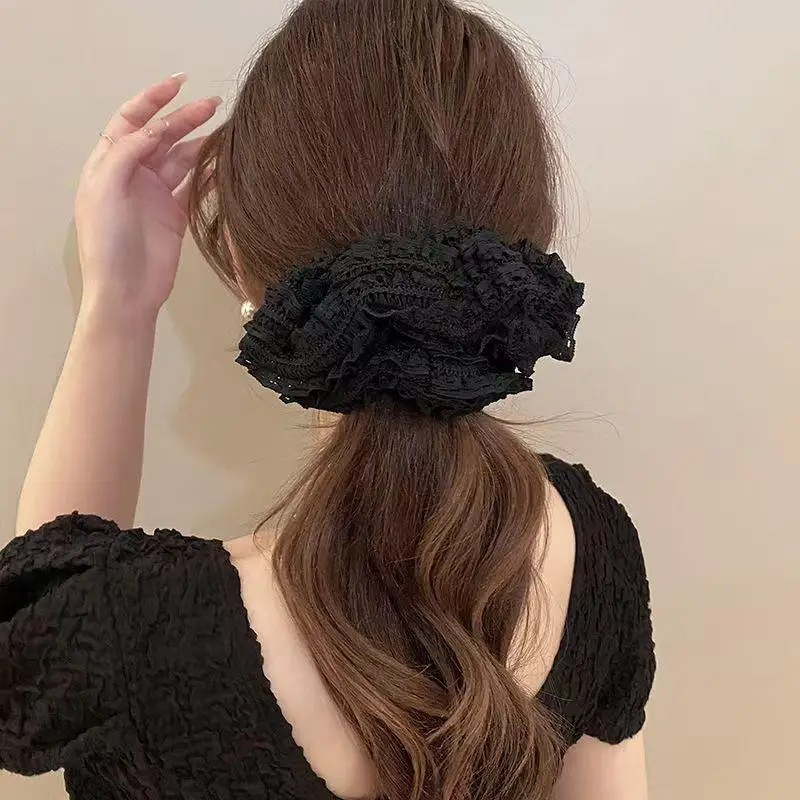 أنيقة الفرنسية الدانتيل واسعة Scrunchie رباط شعر للنساء الفتيات الشعر ربط الفرقة رئيس حبل الحلو حلية شعر موضة إكسسوارات الشعر