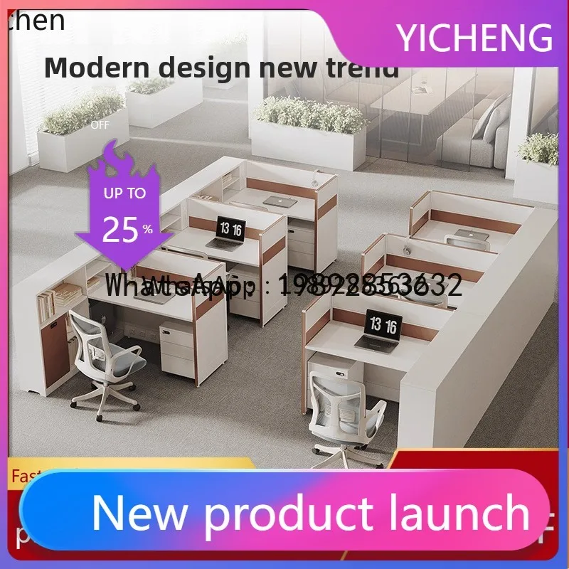 

A2-27 Screen Desk for Customer Service and Finance Staff, T-shaped Office Desk for Three or Four People