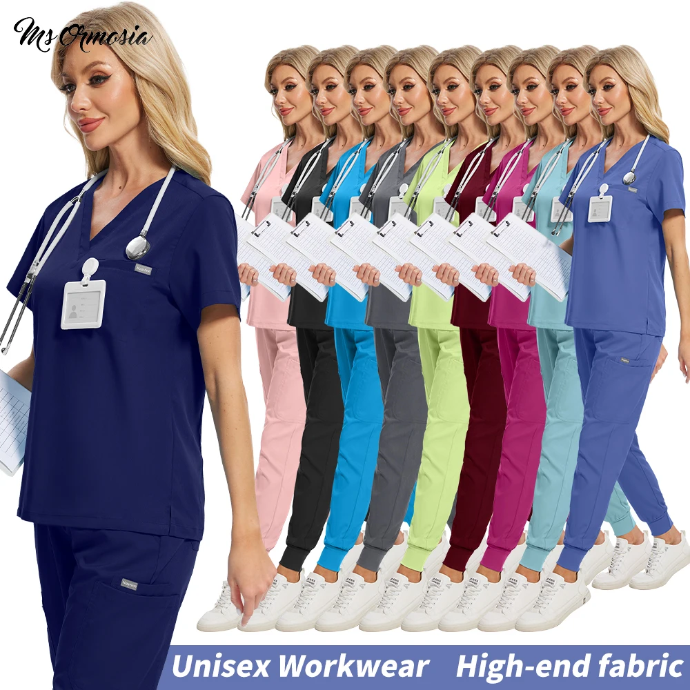 Scrub medico Set Donna Abbigliamento infermieristico dentale all'ingrosso Accessori da laboratorio Top + pantaloni Abito chirurgico Uniforme da spa di bellezza traspirante