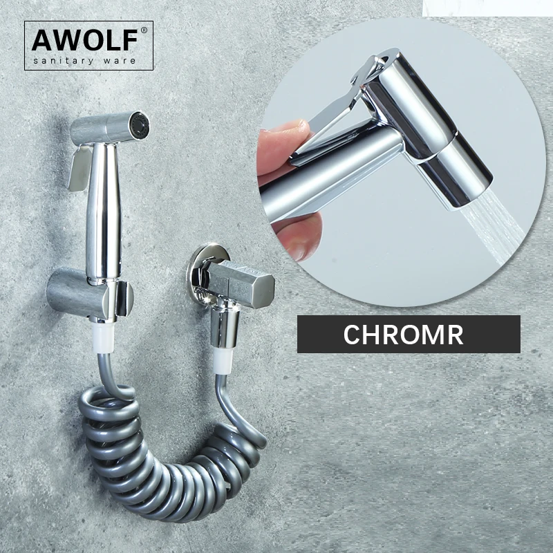 

Нержавеющая сталь, хром, серебро, ручной распылитель для унитаза, биде, Shattaf, полировка, набор для душа для ванной комнаты, набор латунных клапанов AP2331