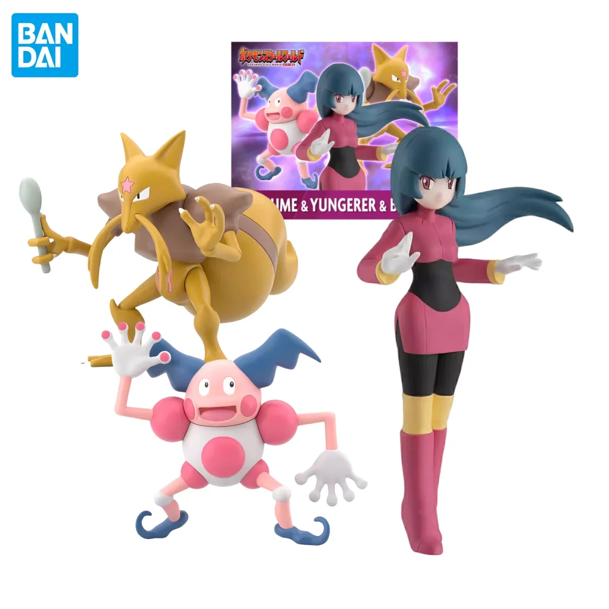 In Stock BANDAI Original SCALE WORLD Pokemon Kanto Region Sabrina Kadabra Mr.Mime Anime Figures Toys Gift Collectible Model