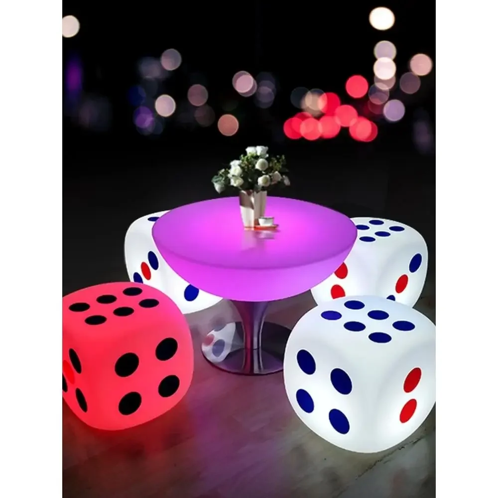 Outdoor waterproof LED luminous screen cup stool cube KTV round coffee table bar table and chairs