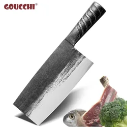 Chinese Kitchen Cleaver Roast Meat Chopping Knife 4mm Blade Forged Cooking Knife Chef's Slicing Meat Vegetable Knives Durable