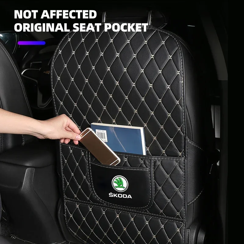 Car All Inclusive Rear Seat Anti-Kick Pad Armrest Box Cover Protective For Skoda Octavia Fabia Kapoq Kodiaq Rapid SCALA Superb view 2