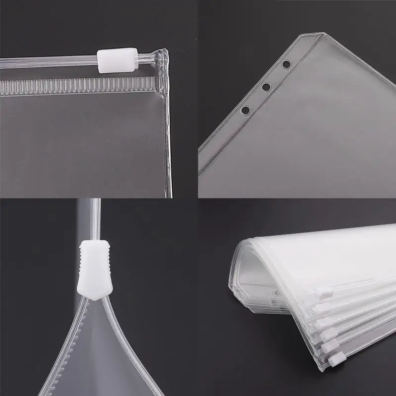 12PCS PVC Binder Pockets A5 A6 Zipper Folders Cash Envelopes Budget Money Document Loose Leaf Inserts Organizer - view 4