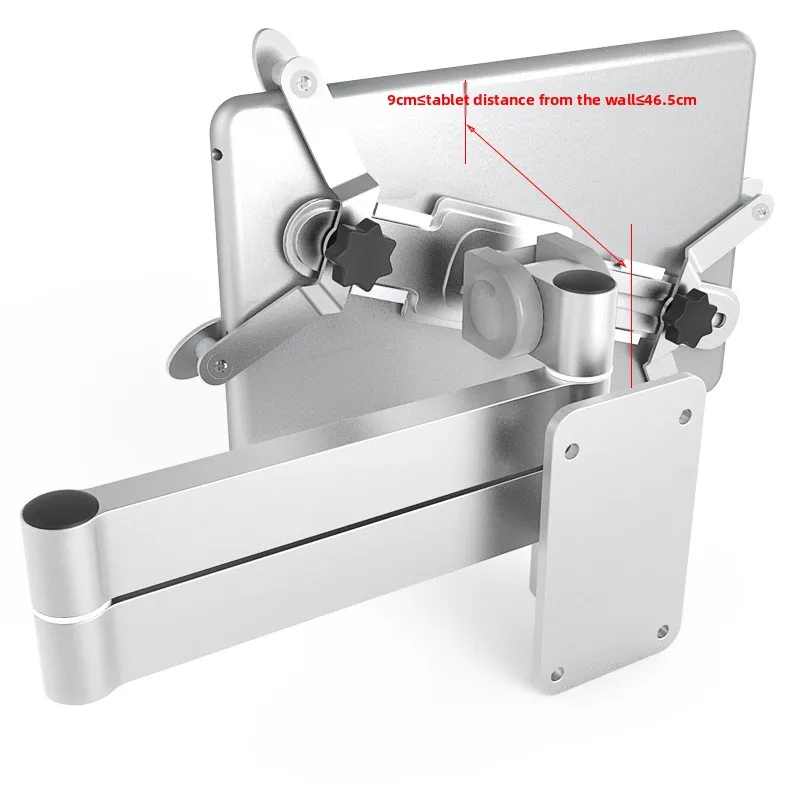 Adjustable Aluminum Tablet Wall Mount for 3.5 to 12 Inch Devices, 45° Tilt Swing plus Portrait Landscape Screen Rotation
