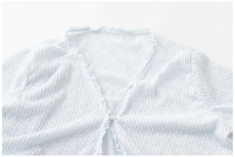 

Spring Summer New Korean Sle Pure Desire Sweet ort Lace Open Cardigan Small Outerwear Long Sve Thin One Button Top